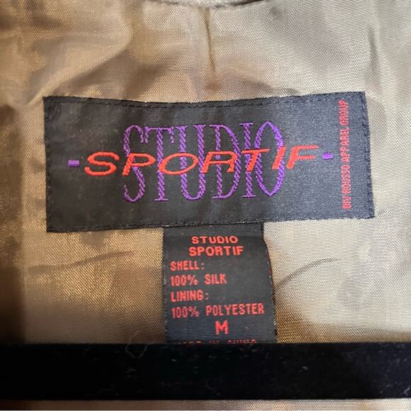 VINTAGE STUDIO SPORTIF 100% Silk safari animal print zip jacket size medium - Picture 4 of 4